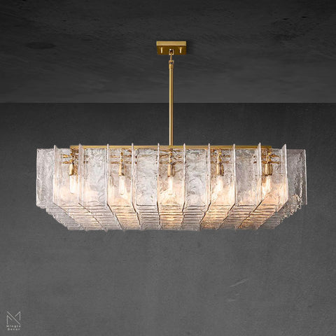 Lattice Clear Glass Rectangular Chandelier 60"