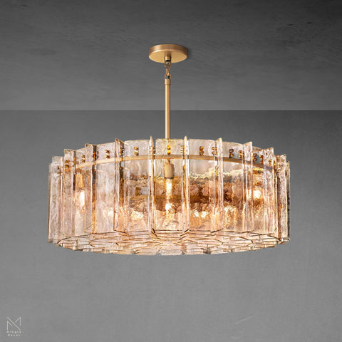 Lattice Smoke Glass Round Chandelier 48"