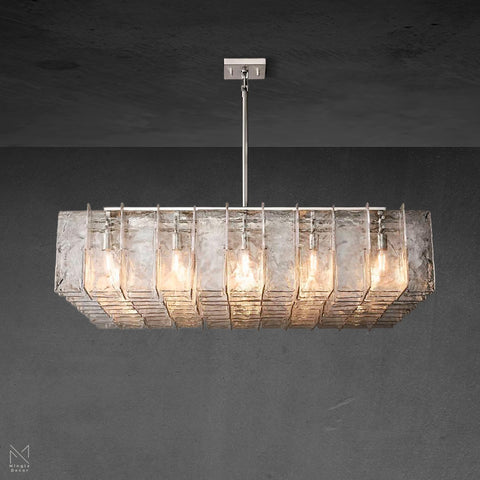 Lattice Clear Glass Rectangular Chandelier 60"