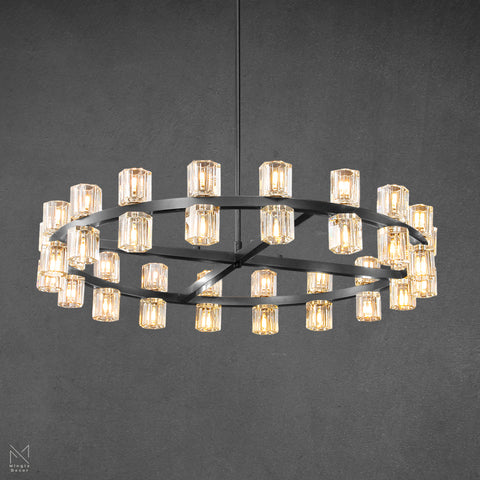 Arcachon Crystal Shades Round Chandelier 36"