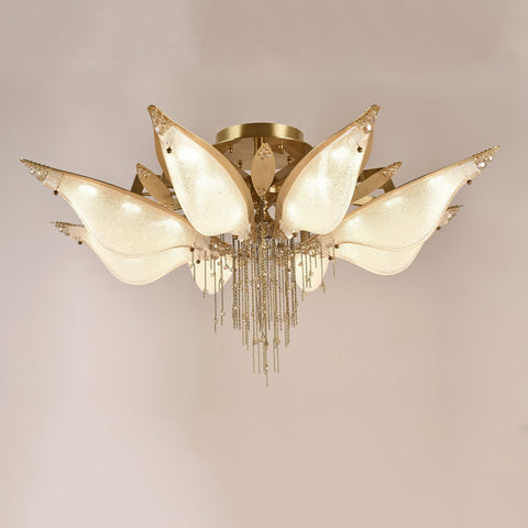 Aria Open-Flower Crystal Murano Flushmount