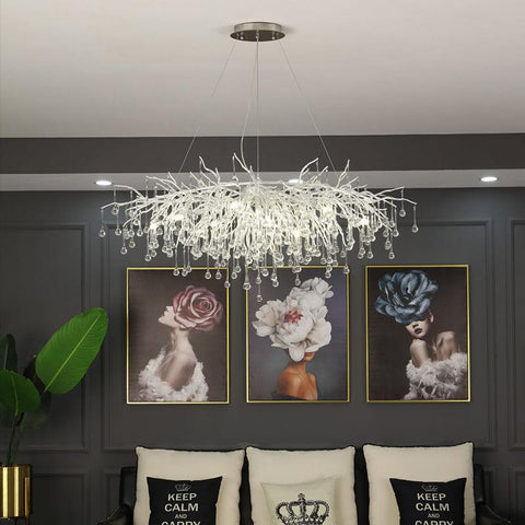 Tanner Modern Raindrop Branch Crystal Chandelier 48" L