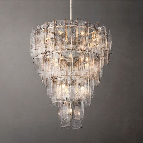 Lattice Clear Glass Tiered Round Chandelier 47"